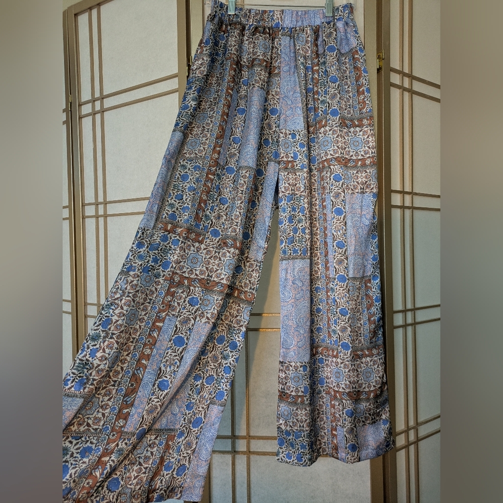 Bohemian Patchwork Wide-Leg Pants